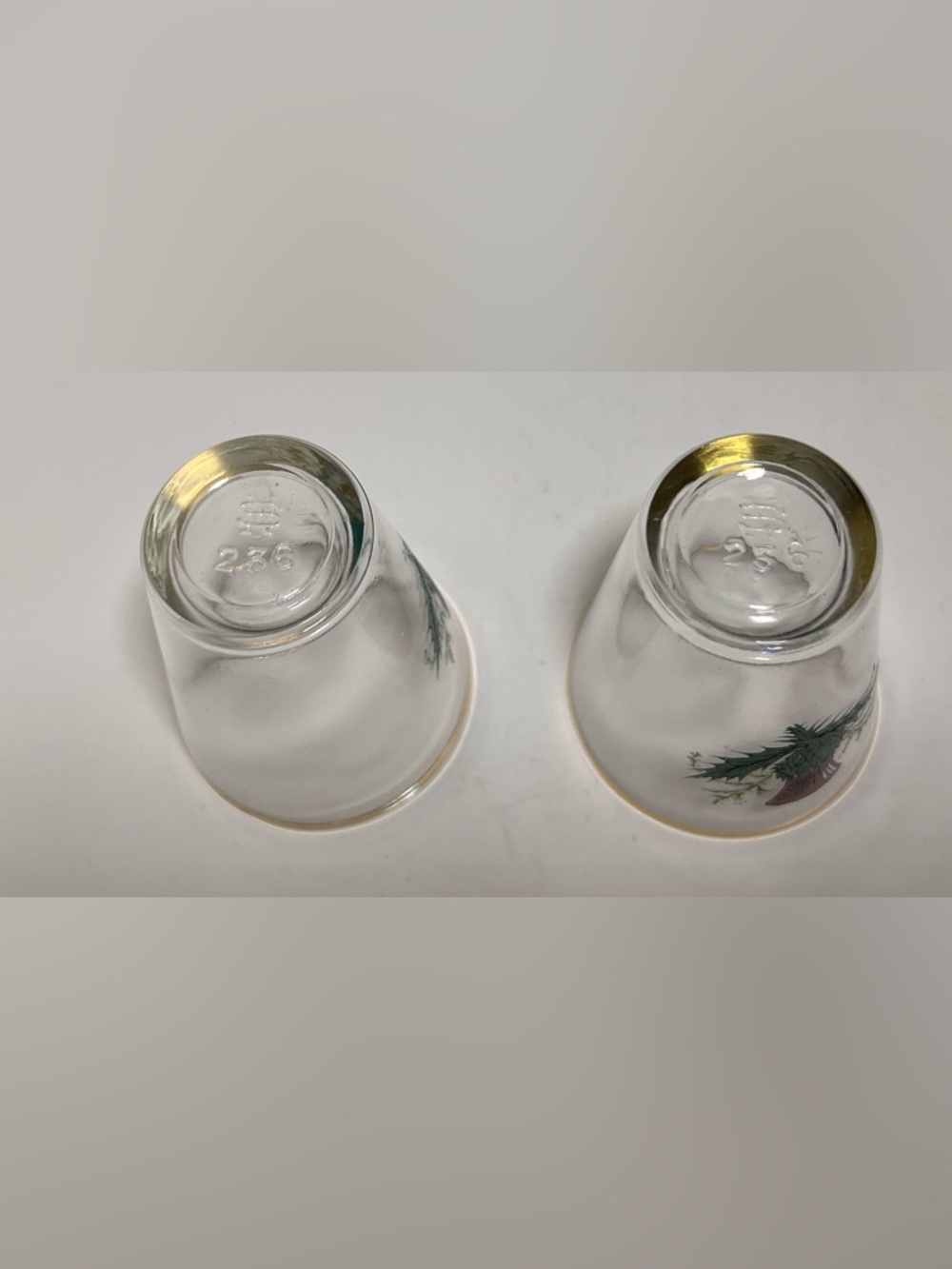 2-VTG Scottish Thistle Heather Shot Glasses Gold Trim NS 236 Purple Green MCM - Picture 7 of 8